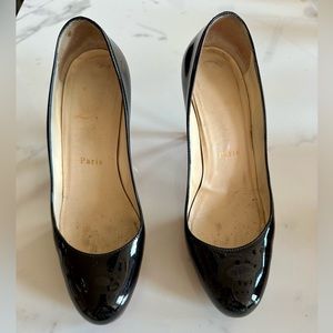 Christian Louboutin Black Patent Platform Pumps 7.5